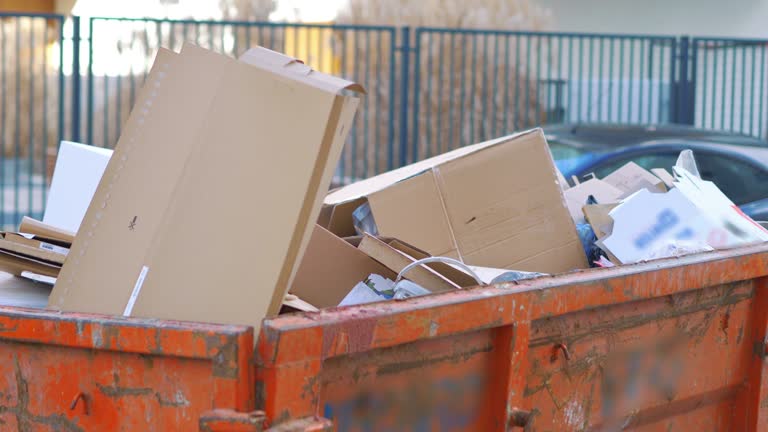 full garbage and debris container in 4k slow motion 60fps